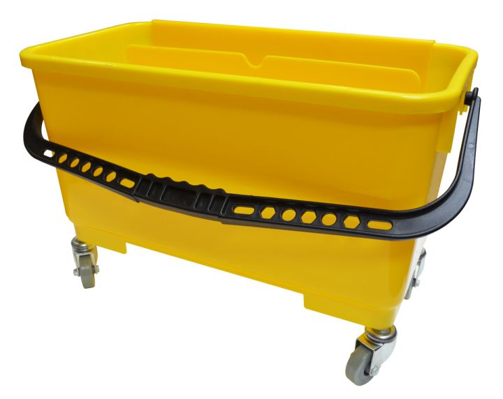 AM-8017YE Utility Bucket - Squeegee w/Hanging Sieve & Castors Yellow