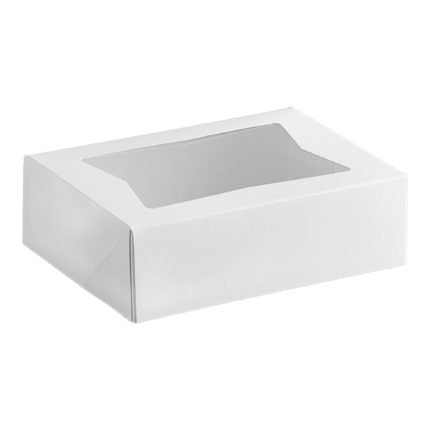 FOR-041660 White Cello Window Cake Box 9X6X2.5  - 250 bundle