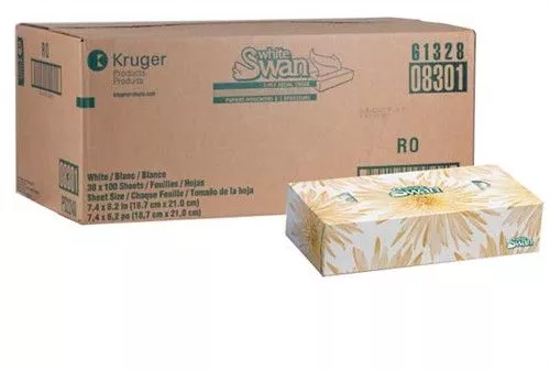 FOR-102107 8301 White Swan 2-Ply Facial Tissue 100/bx 30/Case