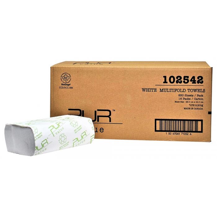 FOR-102542 Pur Value Multifold Paper Towels Eco White 4000/Case