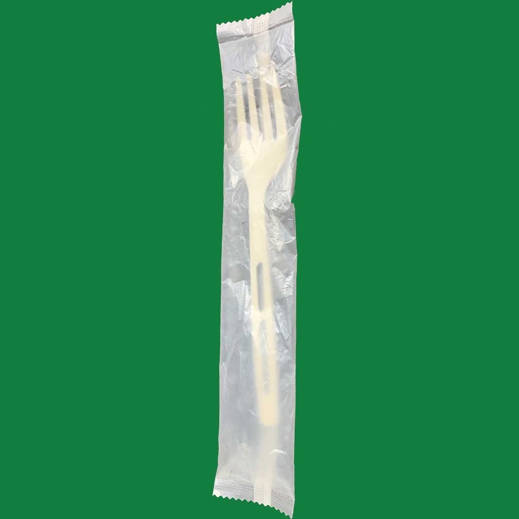 GC-80671WP Green Century PLA Compostable Plastic Wrapped Fork 1000/case