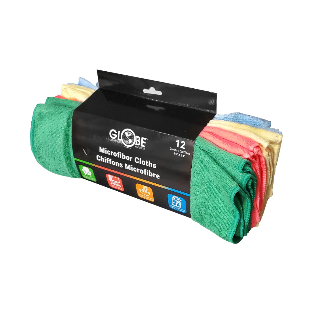 GLO-3199 14 Inch X 14 Inch 240 Gsm Assorted Retail Microfiber Cloths 12/pack