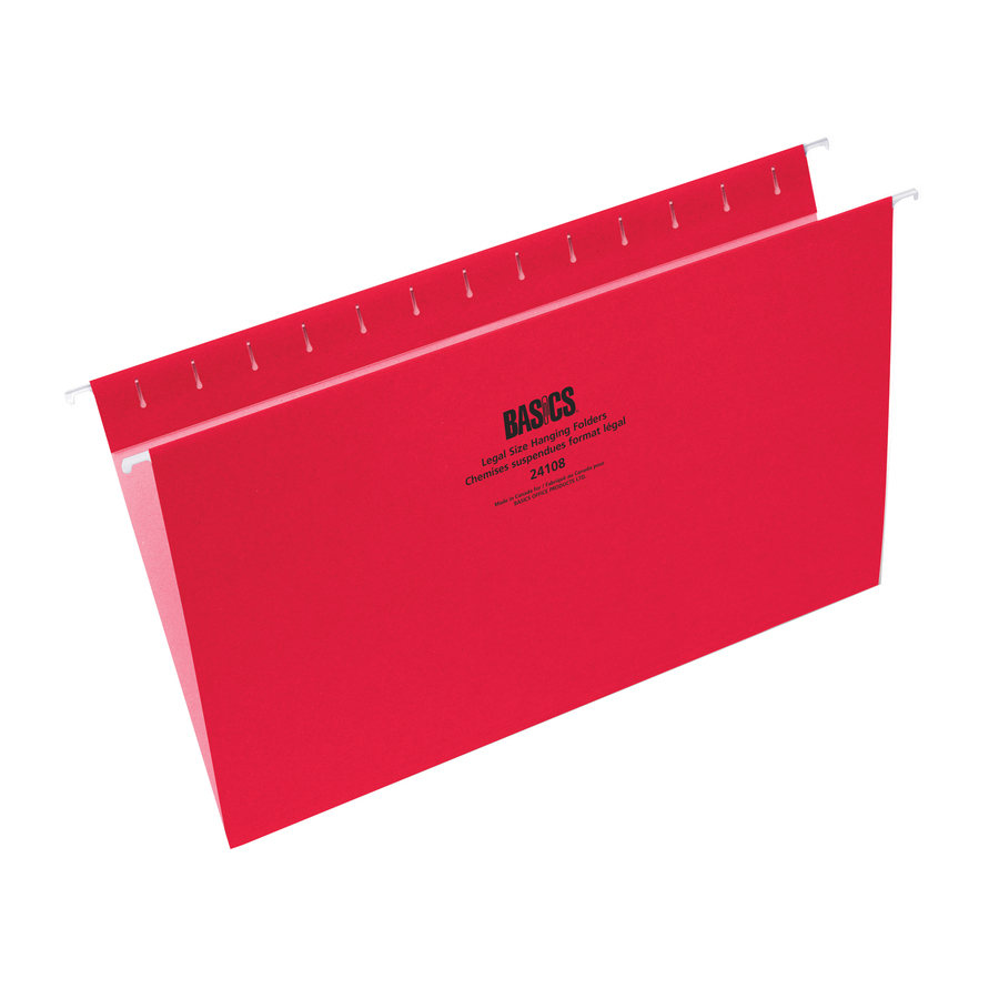 HBI-BAO10210 Basic Coloured Hanging Folders Legal Red 25/box