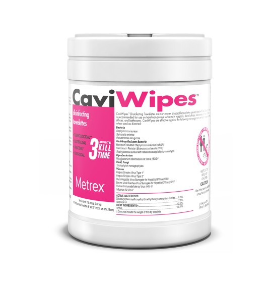 IS-CMET11-1100#B Metrex Cavicide Wipes 6X 6.75  160 Wipes/Tub