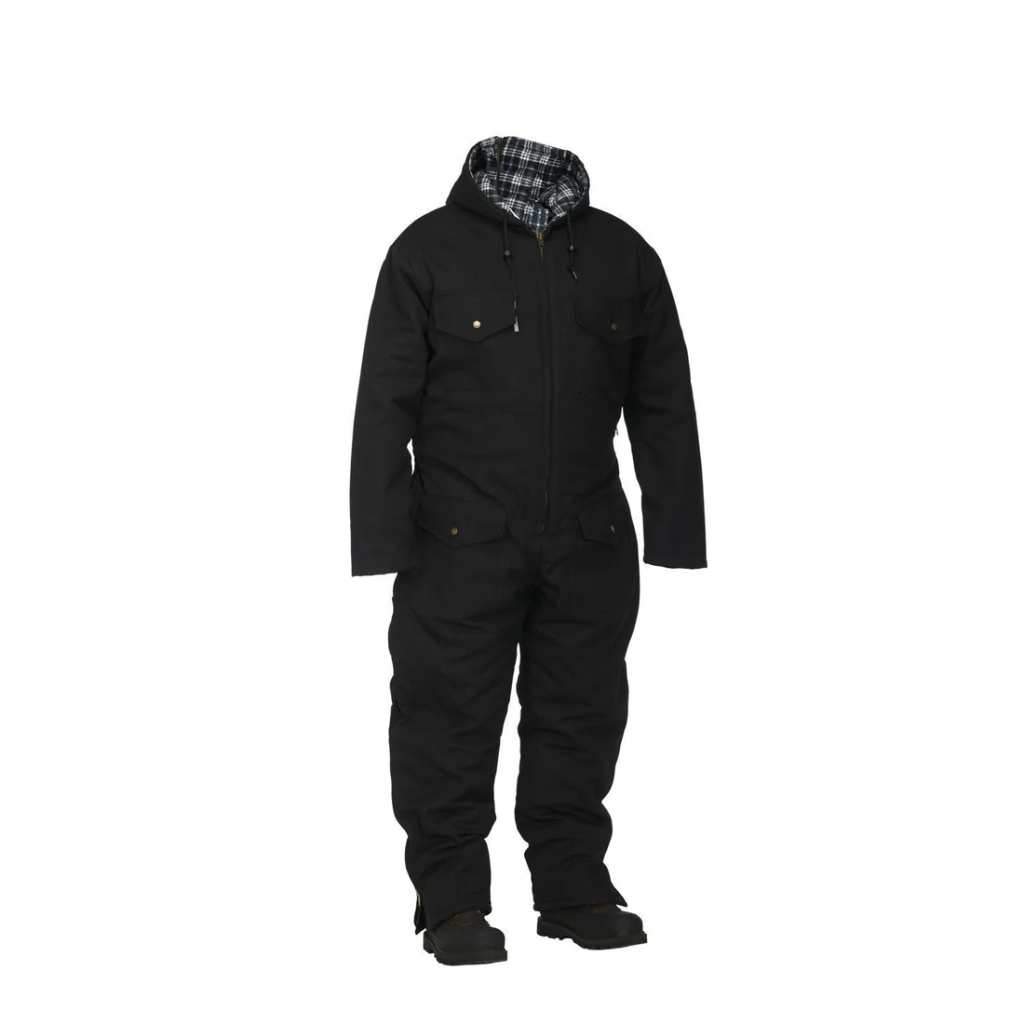 LAT-024-GA34-M Winter Lined Black Cotton Canvas Coverall Medium