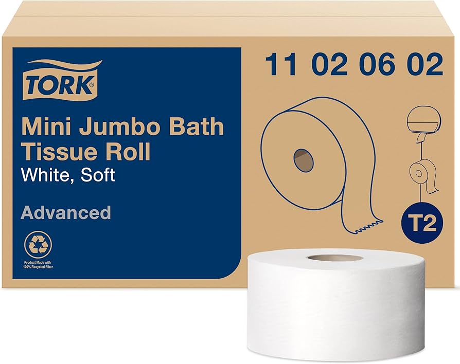 R3-14100602 Tork 11 02 06 02 2 Ply Mini Jumbo Toilet Paper 12/CS