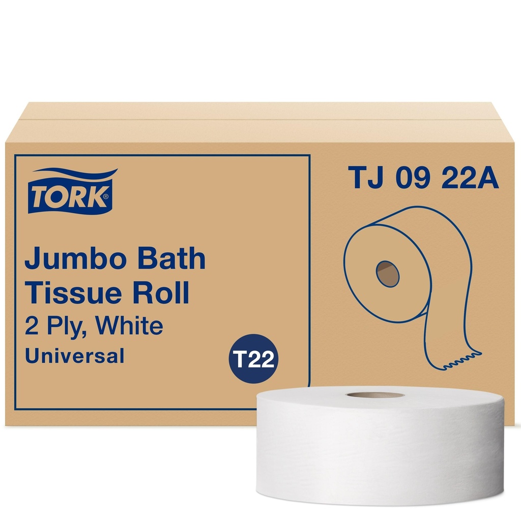 R3-14100924 Tork TJ 09 22A  Jumbo 2Ply Toilet Paper White Universal 12/cs