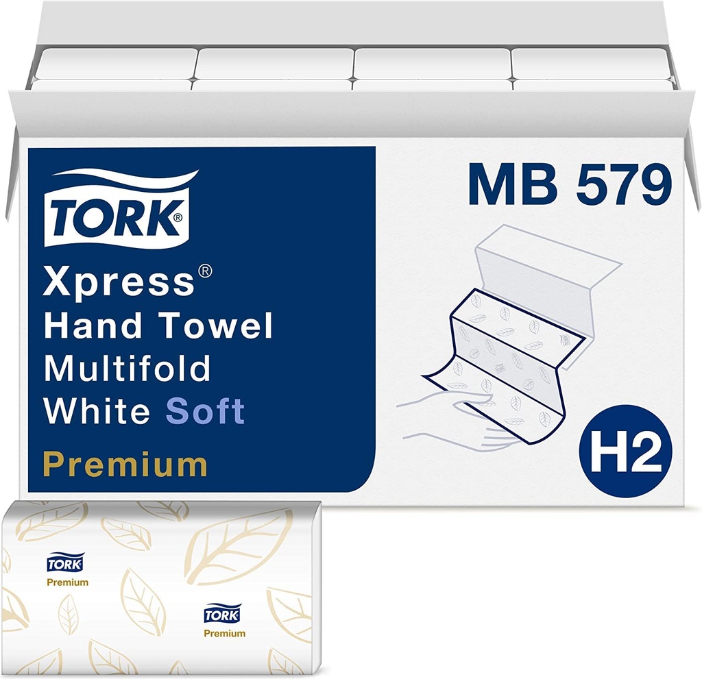 R3-14100972 Tork MB579 Xpress Hand Towel Multi Fold White Soft Premium 16x135/CS