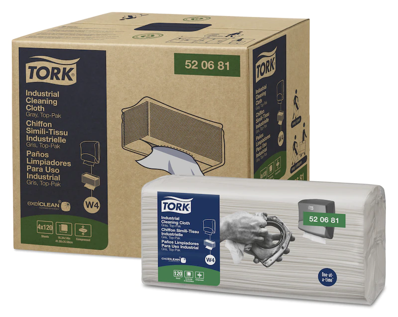 R3-14101043#B Tork Industrial Cleaning Cloths Grey 1ply 120shts 520681