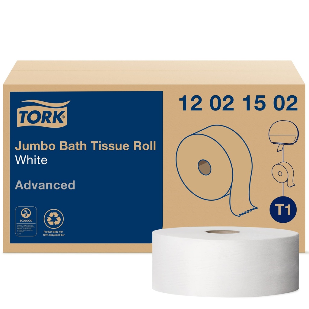 R3-14101503 Tork 120215 Jumbo Bath Tissue Roll White  2Ply 6/cs 