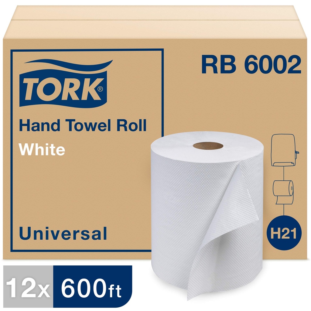 R3-14106002 Tork RB6002 White Roll Towel 600 x 12/case