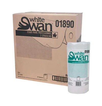 R3-17901890 White Swan 01890 2-ply White Kitchen Towel 24/cs 90 sheets/roll 