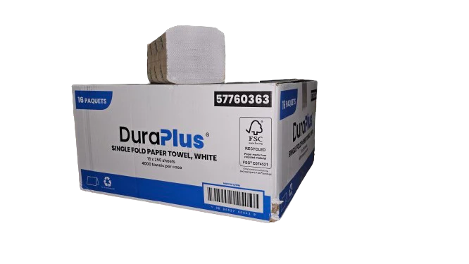 R3-57760363 Dura Plus White Single Fold Paper Towel 4000/case