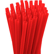 R3-68170168#B Red Jumbo Straws Unwrapped 500/box