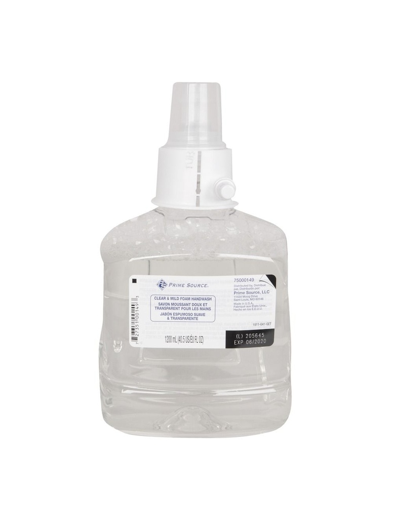 R3-75000149#B PrimeSource Clear and Mild Foam Handwash for Automatic Dispensers 1200ml