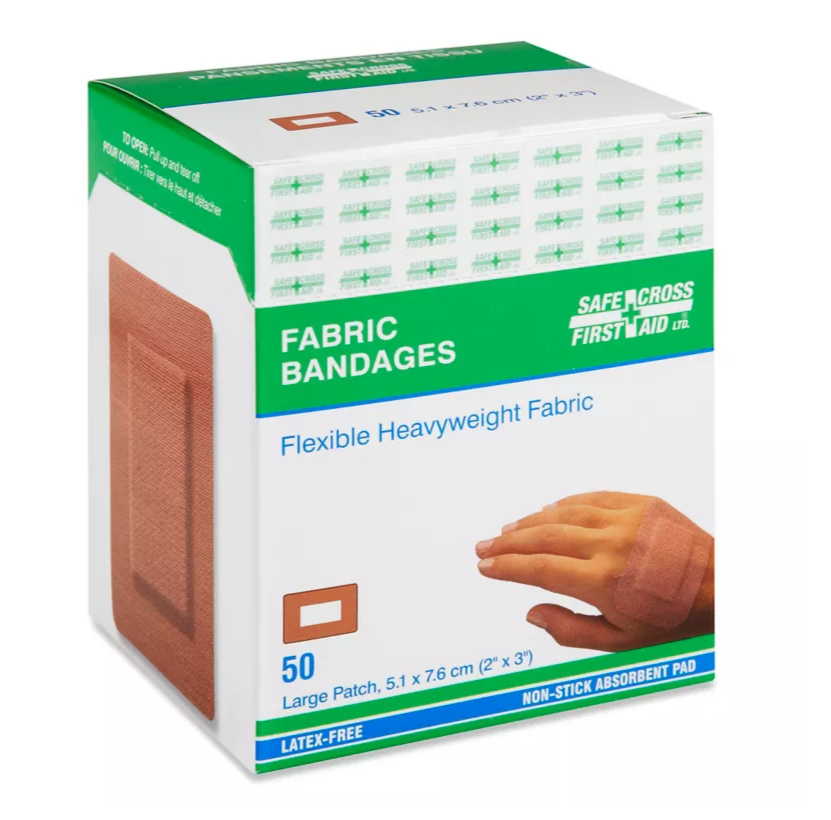 SFC-03035 Fabric Bandages Large Patch Heavyweight, 50/bx