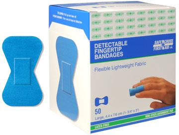 SFC-03199 Blue Fabric Fingertip Large Bandages 50/box