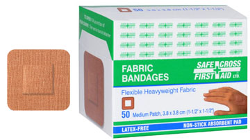 SFC-03570 Fabric Bandages, Small Patch, 3.8X3.8Cm, Heavy Weight, 50/Box