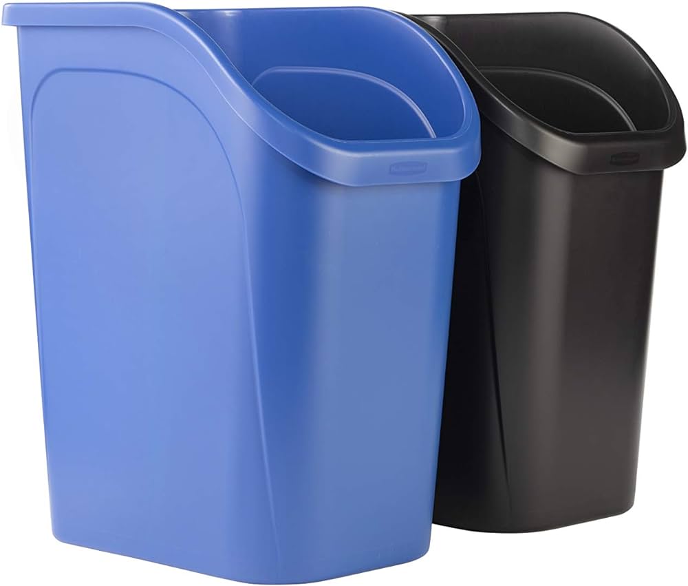 UNC-B089WHLMBY Rubbermaid Combo Pack, Blue/Black, Recycle/Waste Bins, 6.4 Gallon