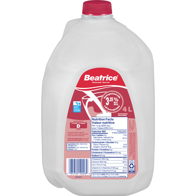 WC-0026 Beatrice 3.25% Milk 4L Jug