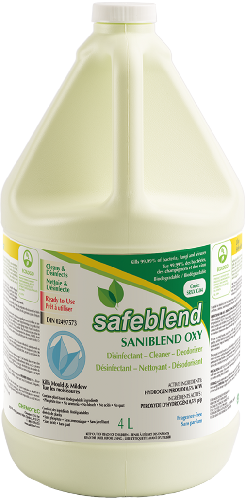 FOR-452839#B Safeblend Saniblend Oxygen Disinfectant Fragrance Free 4L