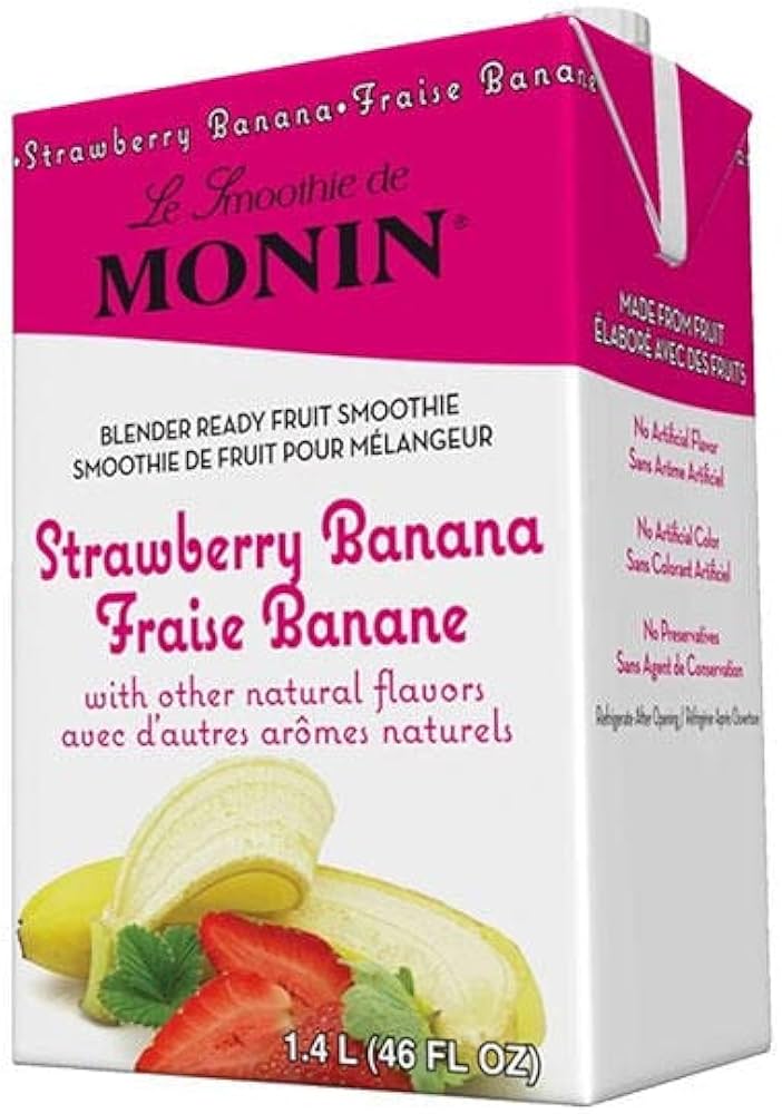 SH-M-EG207B Monin 100% Strawberry-Banana Smoothie Concentrate 46oz 