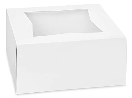 [FOR-042200] FOR-042200  6X6X3 White Cello Window Cake Box 200 per box