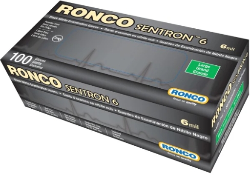 [FOR-124860S#B] FOR-124860S#B Ronco 6mil Black Large Nitrile Glove 100/box