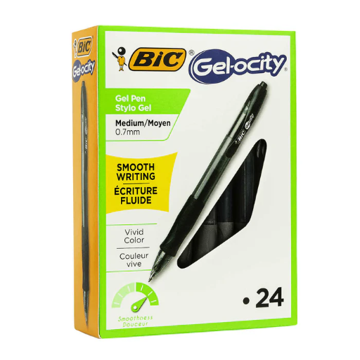 [HBI-BIC19651] HBI-BIC19651 Gel-Ocity Black Gel Pen 24/box