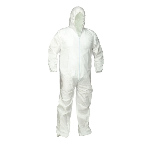 [LAT-024-FNW428-M] LAT-024-FNW428-M Microporous Disposable Coverall with Hood Medium ea