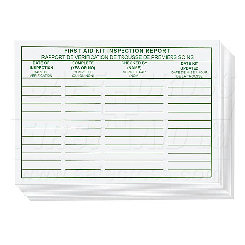 [SFC-14460] SFC-14460 First Aid Kit Inspection Report Cards 25/Pack