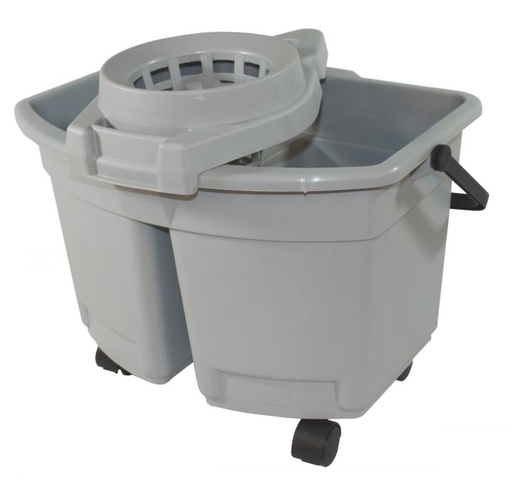 [AM-142] AM-142 15qt Grey Plastic Divided Pail with Wringer