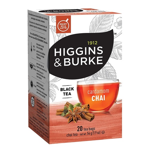 [17084#B💔] 17084#B💔 Higgins & Burke Cardamom Chai Tea 20 sachets x 6/case