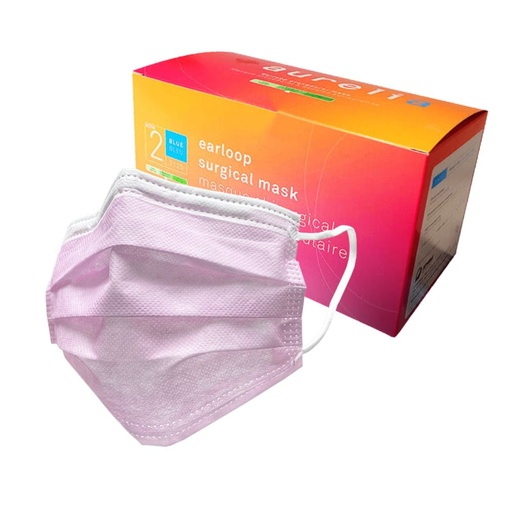 [SM-2122] SM-2122 Aurelia Pink, 3-Ply, ASTM Level 2 Masks, 500/case
