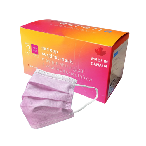 [SM-2132] SM-2132 Aurelia Pink, 3-Ply, ASTM Level 3 Masks, 500/case 