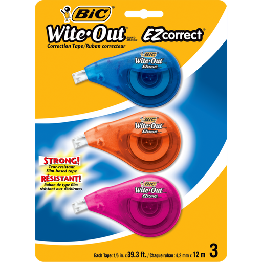 [OS-BIC1249] OS-BIC1249 BIC Wite-Out EZcorrect Correction Tape 1 Line 4.2mm x 12m 3/pkg