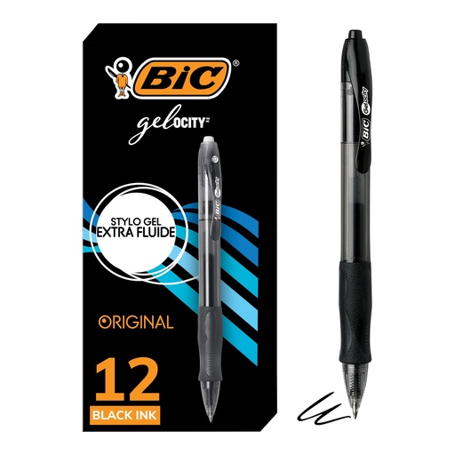 [OS-BIC31563] OS-BIC31563 BIC Gel-ocity Original Retractable pens 0.7mm black 12/box