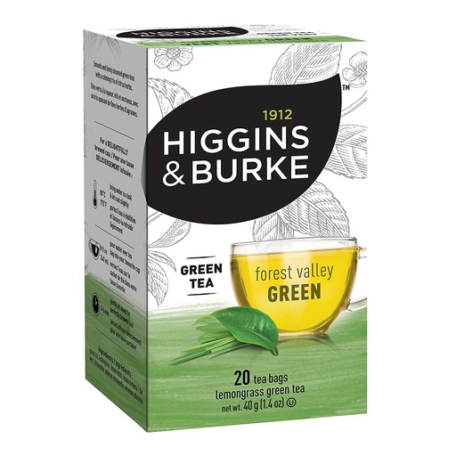 [17088#B💔] 17088#B💔 Higgins & Burke Forest Valley Green Tea 20 sachets x 6/case