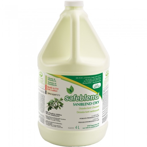 [FOR-354176#B] FOR-354176#B Safeblend Saniblend Oxy Disinfectant Cleaner w/ Peppermint Oil 4L